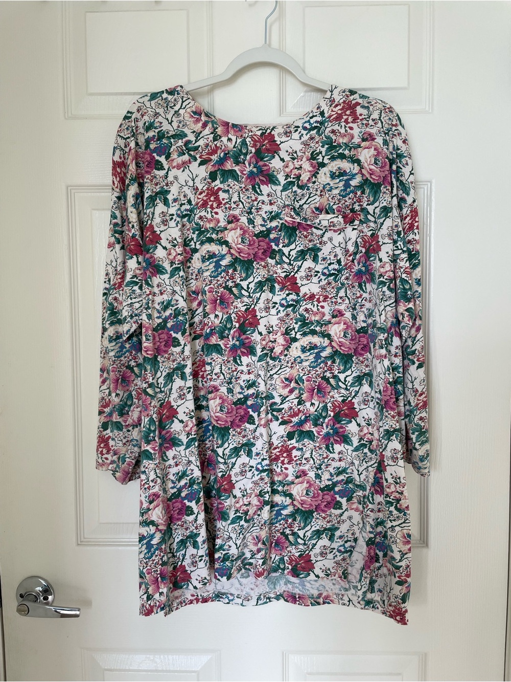 Vintage Victoria’s Secret Floral Long Sleeve Night Shirt Tunic Top Pink & Green